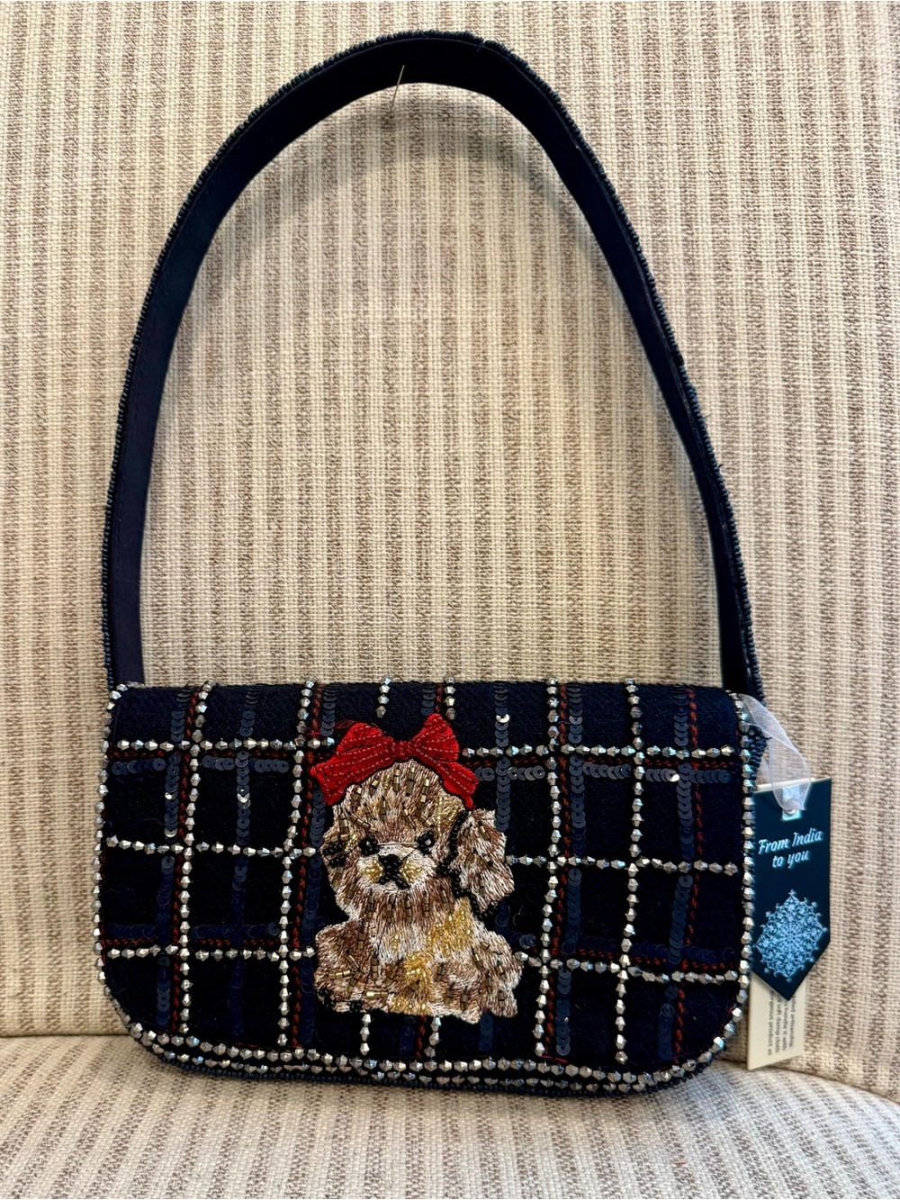 NWT Made in India puppy with red bow beaded bag 🐶 - Picture 2 of 7